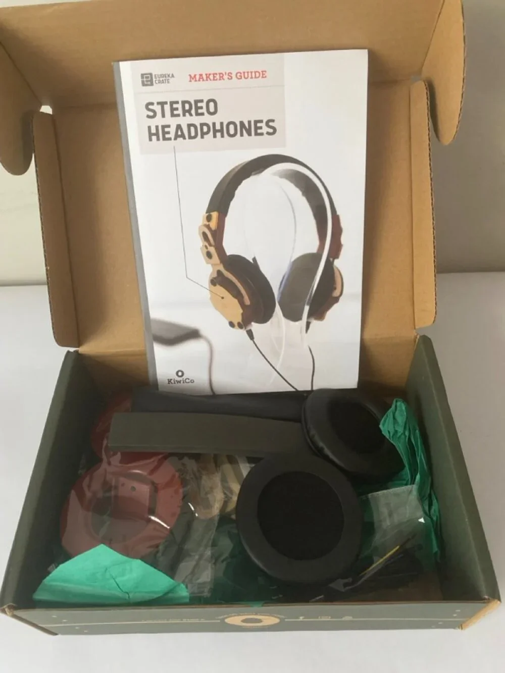 KiwiCo Stereo Headphones Eureka Crate build kit. Recommended ages 14+.